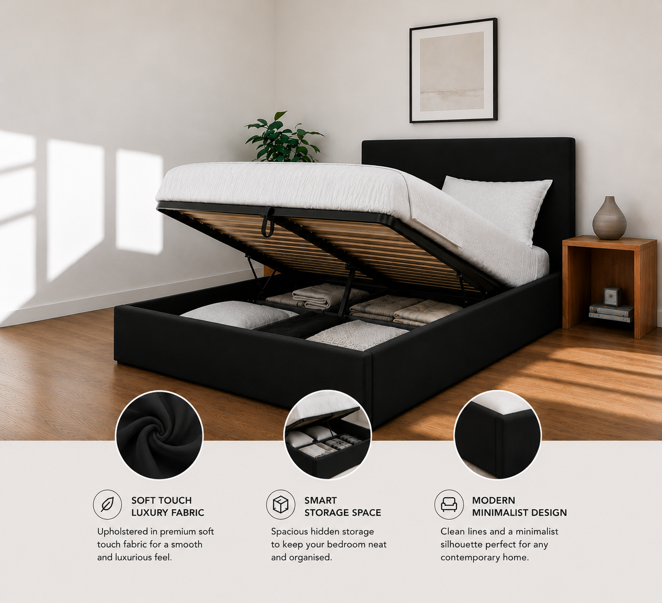 Cosy Ottoman Storage Bed - Optional Mattress Options