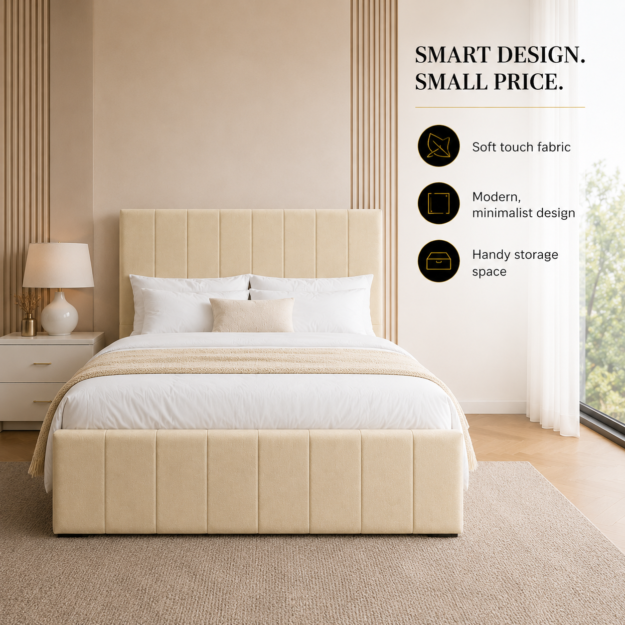 Kensington Ottoman Storage Bed Frame - Optional Mattress