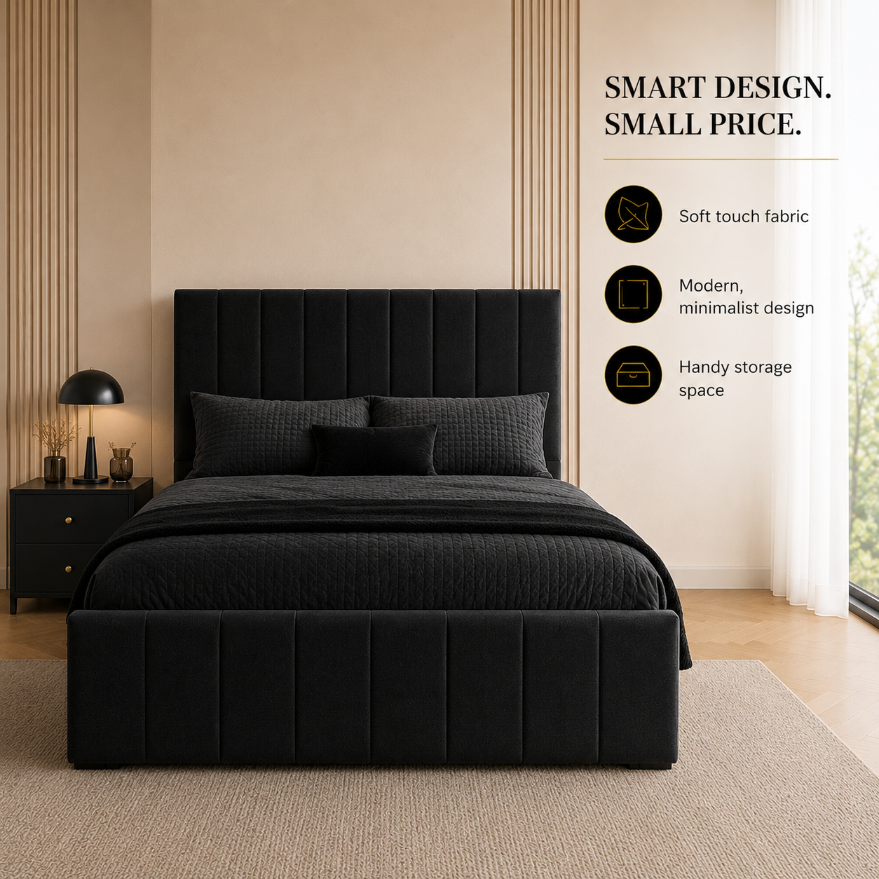 Kensington Ottoman Storage Bed Frame - Optional Mattress