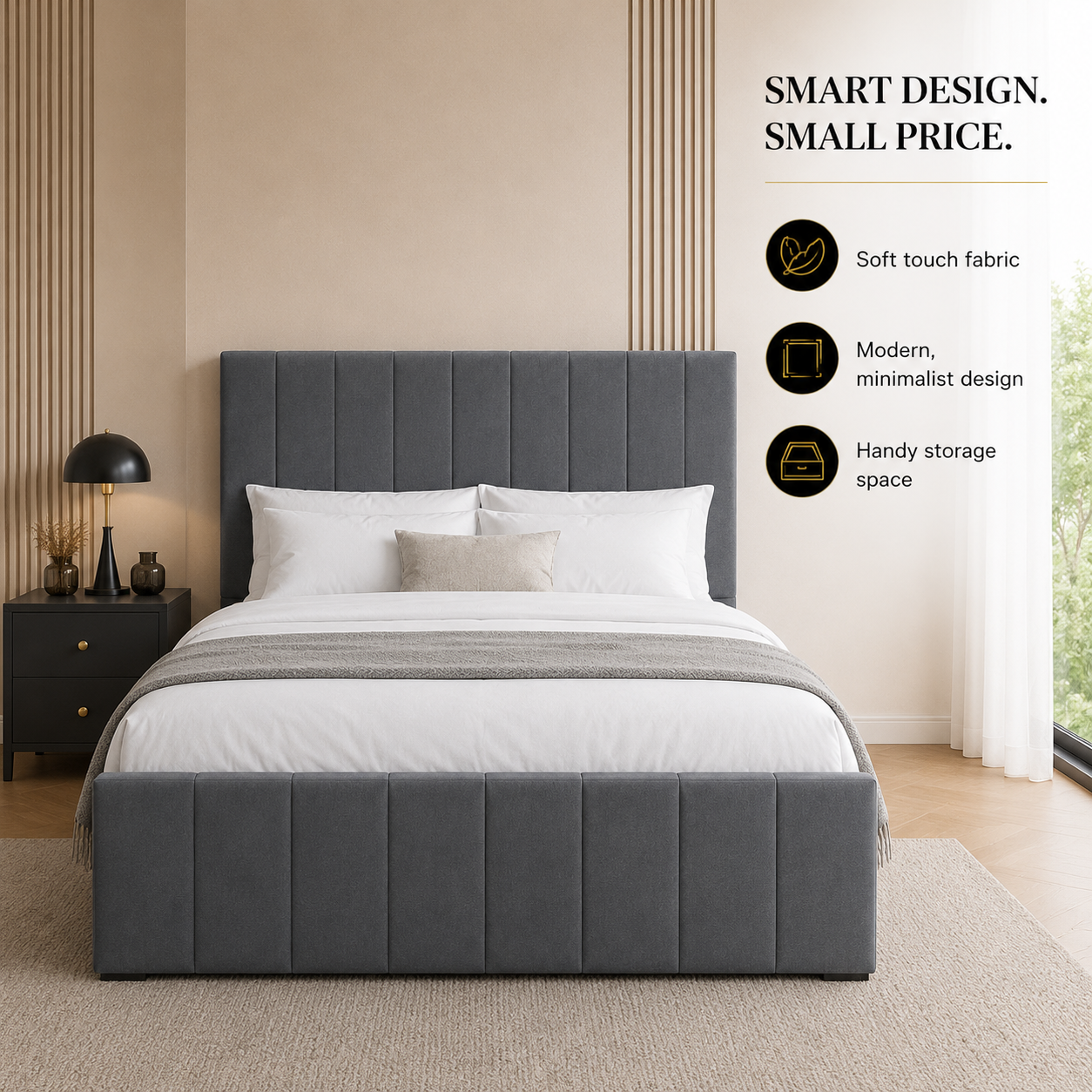 Kensington Ottoman Storage Bed Frame - Optional Mattress