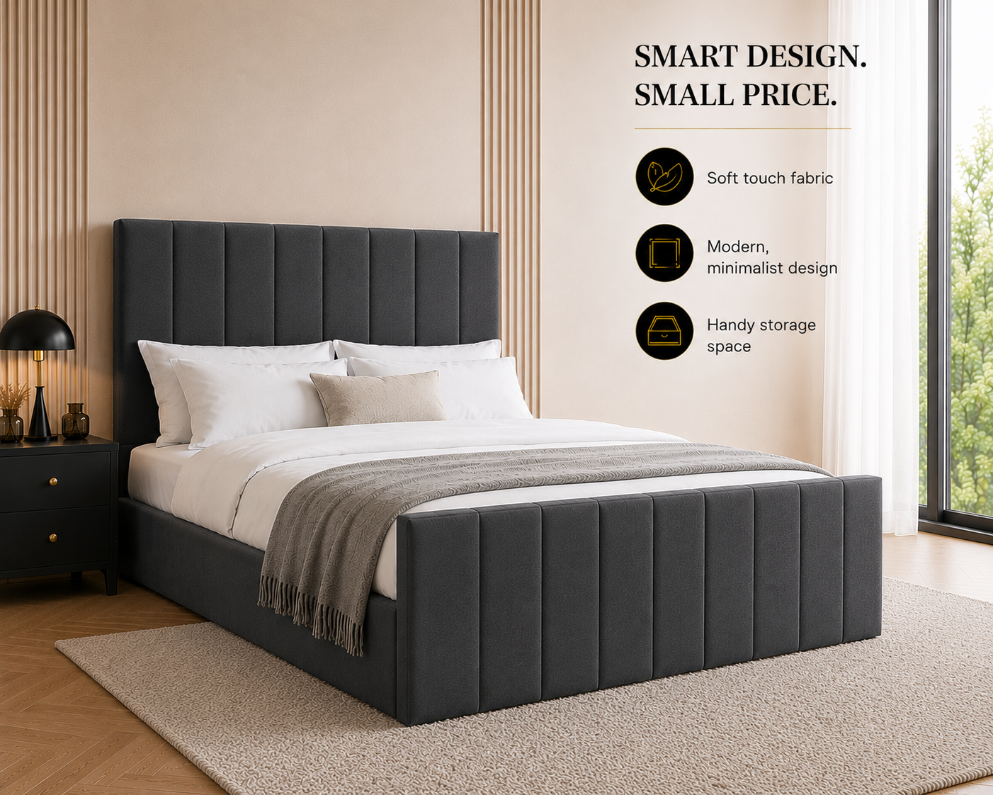 Kensington Ottoman Storage Bed Frame - Optional Mattress