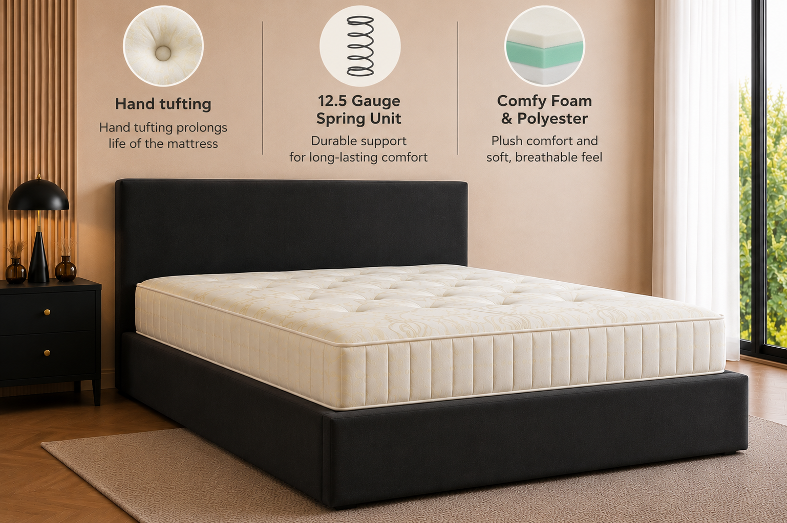 Kensington Ottoman Storage Bed Frame - Optional Mattress